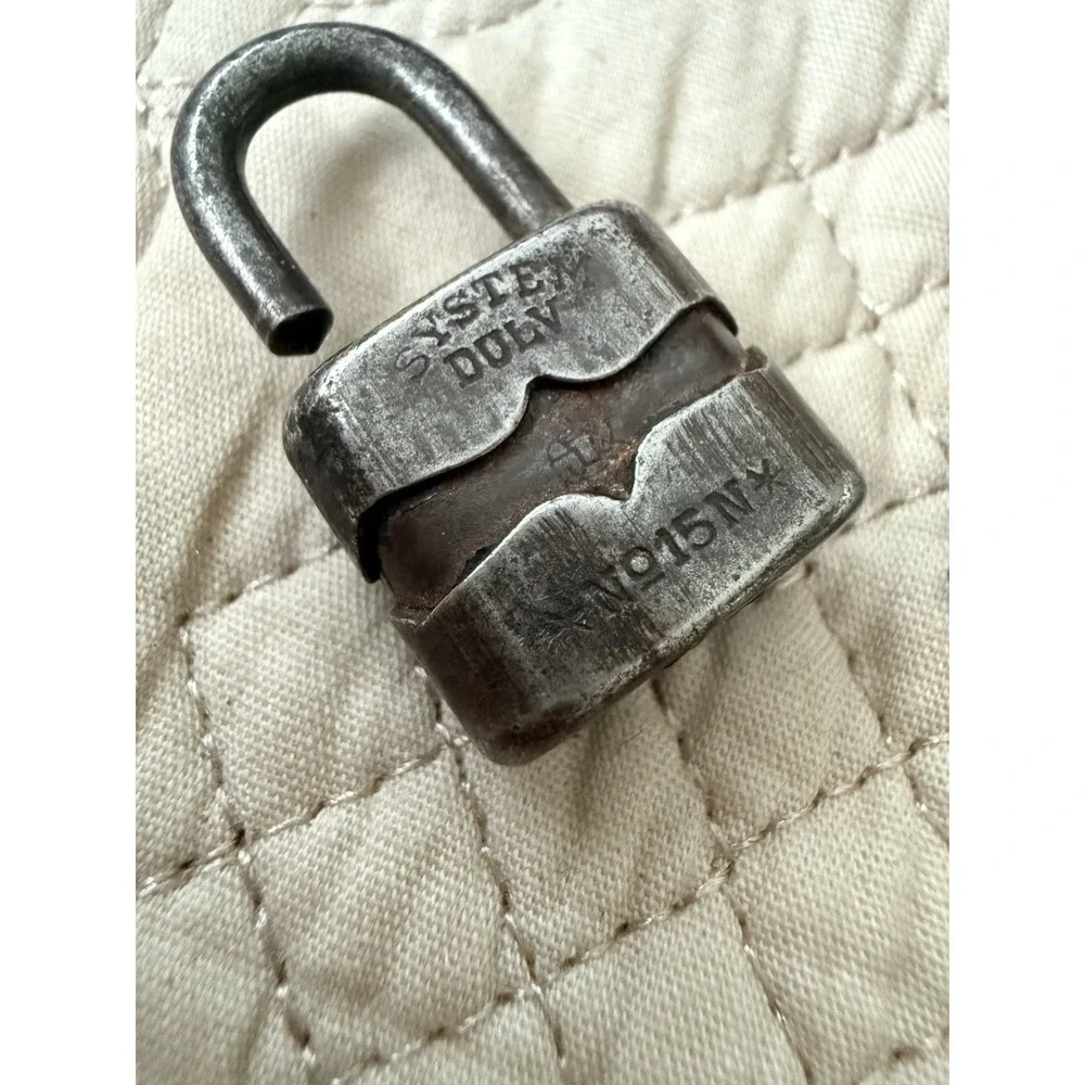 Lock Old Vintage Iron Padlock Push Lock Made In Germany collectible Mini Tiny